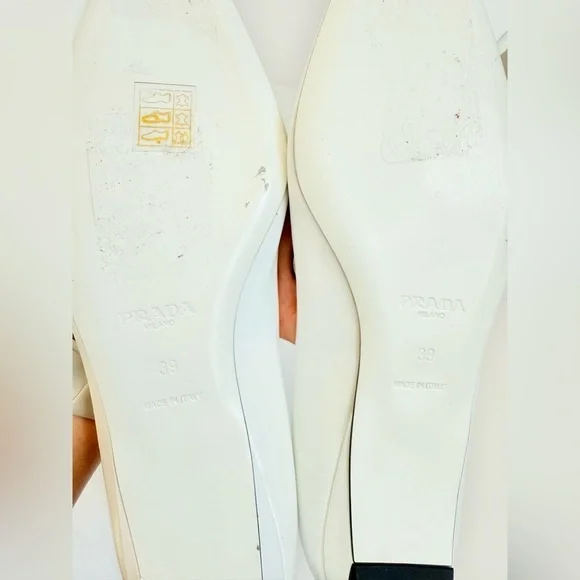Prada White Leather Loop Bouquet Pointed Toe Ballet Flats EU 39 US 9 - Picture 9 of 10